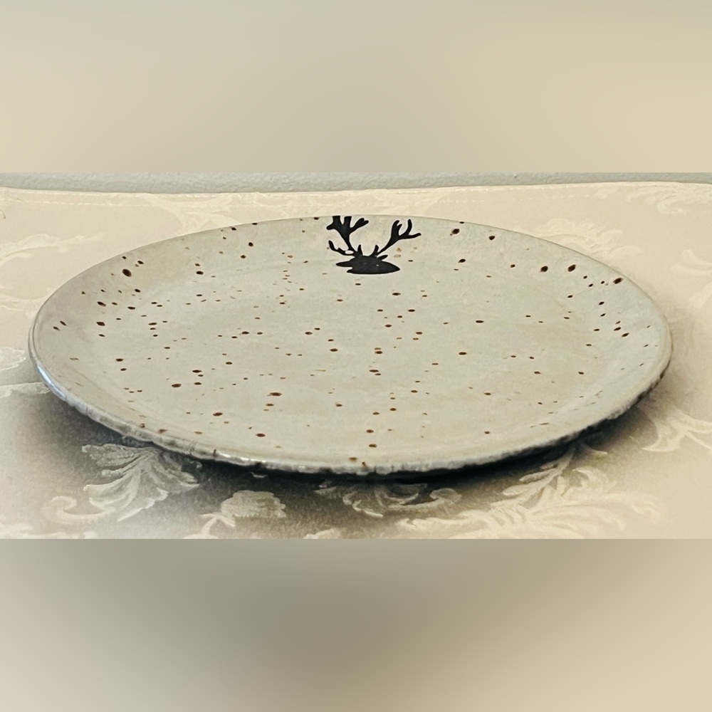 NWOB Pottery Barn Rustic Reindeer Terracotta Dinner Plates S/4 Christmas Holiday - Picture 10 of 16